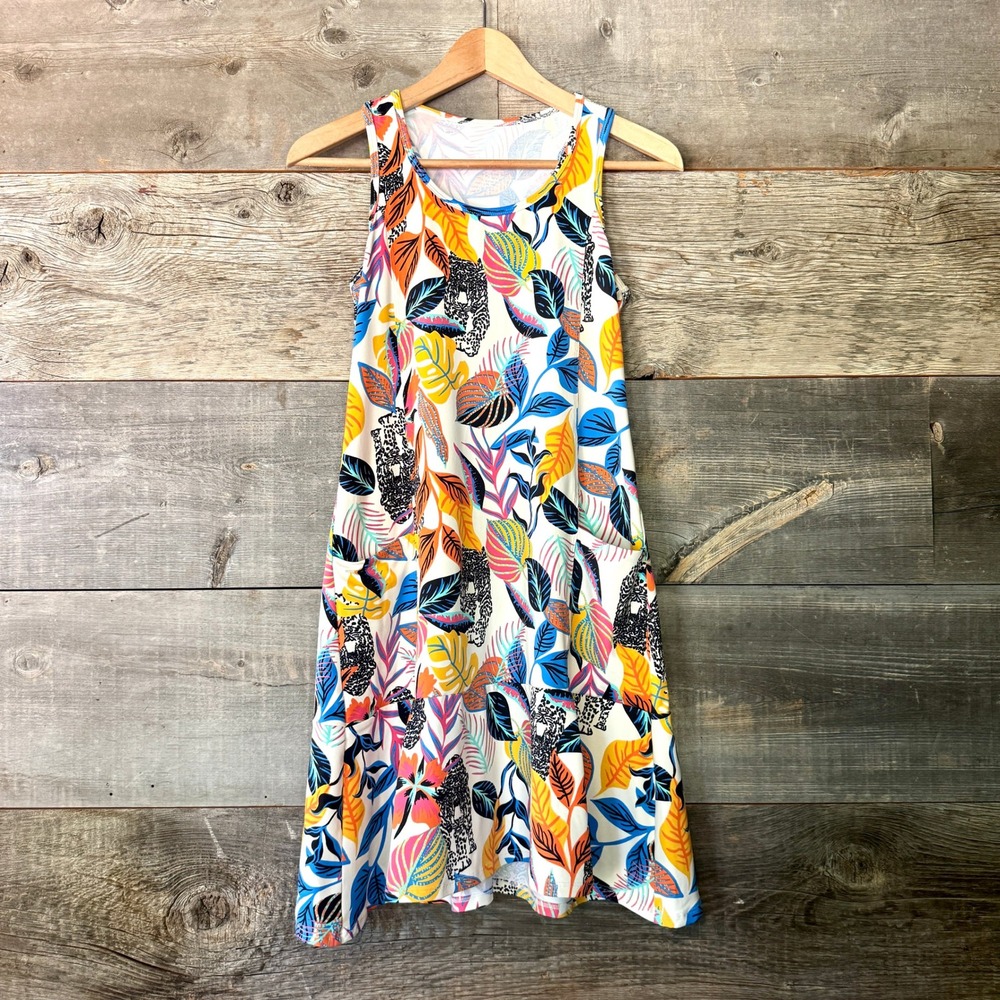Donna Jo Tropical Jungle Print Leopard Pickleball Tennis Dress XS‎ (1) Pockets